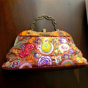 Vintage Satin Embroidered Handbag